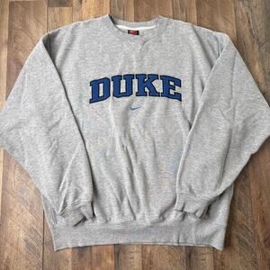 Vtg Nike Center Swoosh Duke Blue Devils Sweatshirt Men's XL Gray Crew Neck 6838